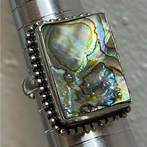 ** 𝒮𝒪ℒ𝒟 ** Abalone Shell Southwest Ring silver size 8.5, 8 1/2